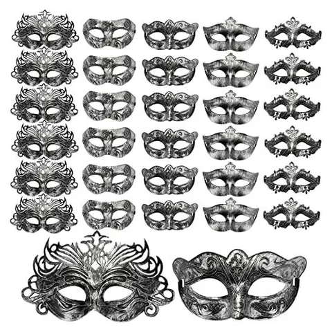 Yunsailing Masquerade Masks with Straps – Silver