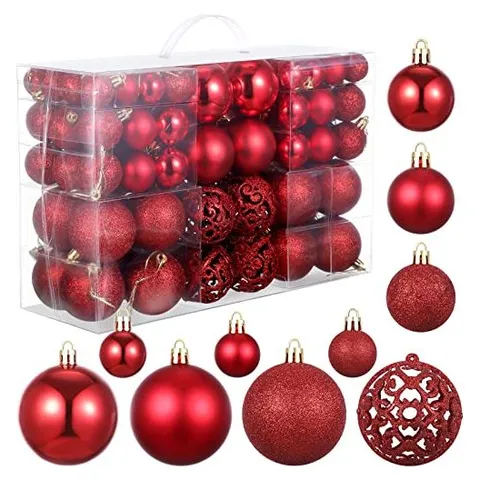Yunsailing Shatterproof Christmas Ball Ornaments – Red