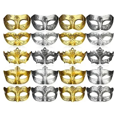 Yunsailing Masquerade Masks with Straps – Golden and Silver
