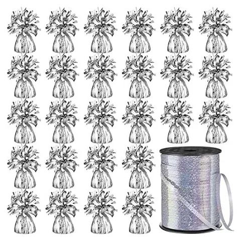 Yunsailing Balloon Weights with Ribbon – Silver