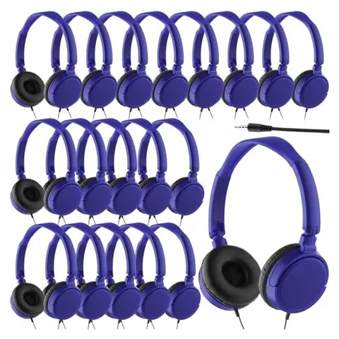 Yunsailing Individually Wrapped Classroom Headphones – Navy Blue