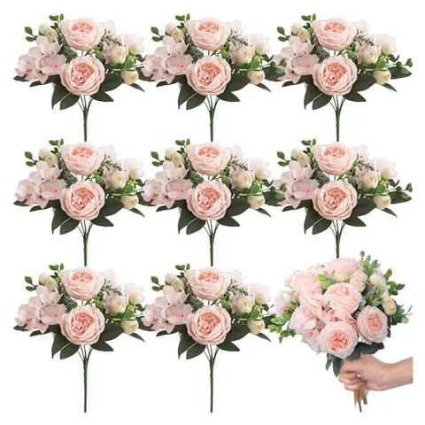 Yunsailing Artificial Peony & Hydrangea Bouquets – Champagne · Hydrangea
