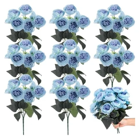 Yunsailing Artificial Peony & Hydrangea Bouquets – Blue · Peony