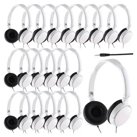 Yunsailing Individually Wrapped Classroom Headphones – White