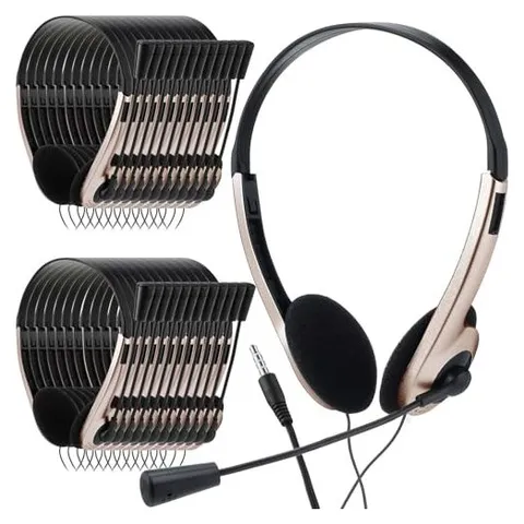 Yunsailing Classroom Headsets with Boom Mic – Champagne · Plastic Stem