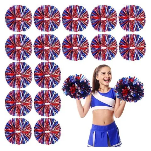 Yunsailing Cheerleading Pom Poms – Red Blue and Silver