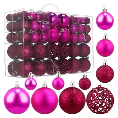 Yunsailing Shatterproof Christmas Ball Ornaments – Hot Pink