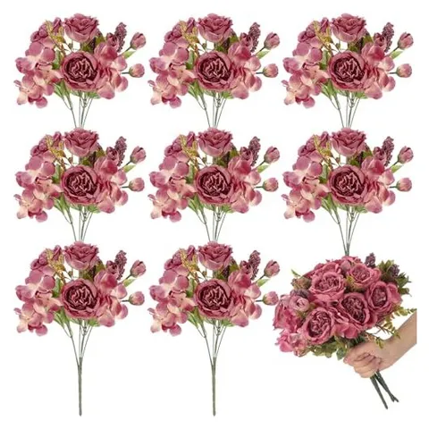 Yunsailing Artificial Peony & Hydrangea Bouquets – Bean Paste Pink · Hydrangea