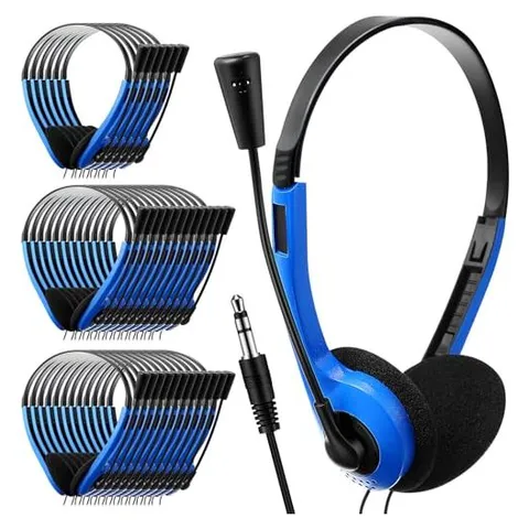 Yunsailing Classroom Headsets with Boom Mic – Blue · Plastic Stem