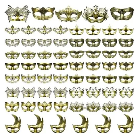 Yunsailing Masquerade Masks with Straps – Gold