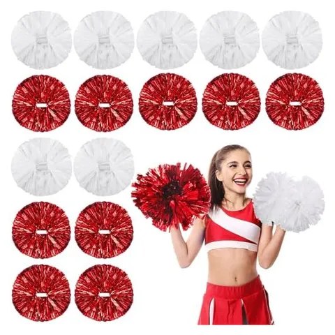 Yunsailing Cheerleading Pom Poms – Red & Matte White​