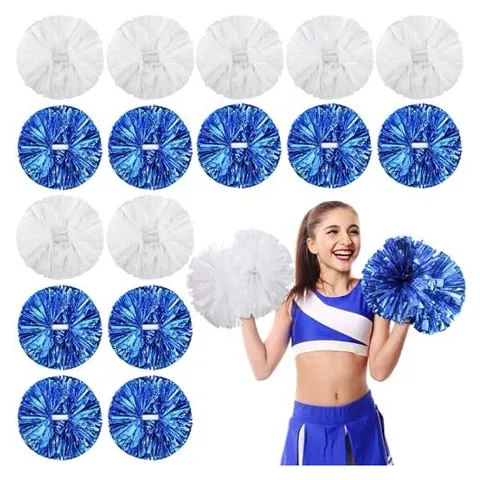 Yunsailing Cheerleading Pom Poms – blue & Matte White