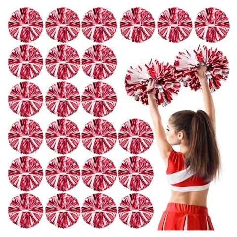 Yunsailing Cheerleading Pom Poms – Red and White