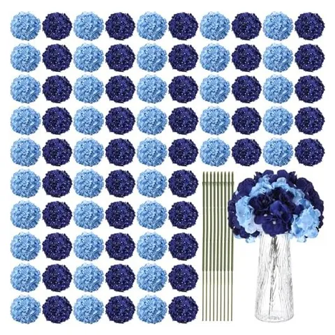 Yunsailing Artificial Hydrangea Flower Heads – Navy Blue and Light Blue