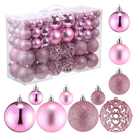 Yunsailing Shatterproof Christmas Ball Ornaments – Pink