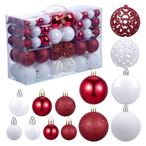 Yunsailing Shatterproof Christmas Ball Ornaments – Red White