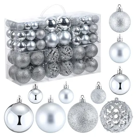 Yunsailing Shatterproof Christmas Ball Ornaments – Silver