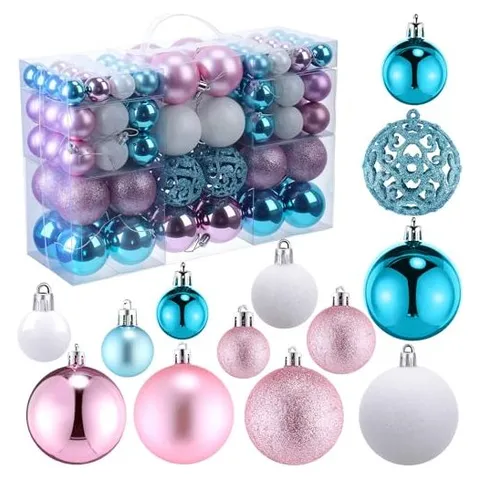 Yunsailing Shatterproof Christmas Ball Ornaments – Blue Pink White
