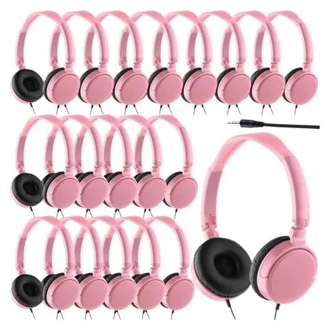 Yunsailing Individually Wrapped Classroom Headphones – Pink