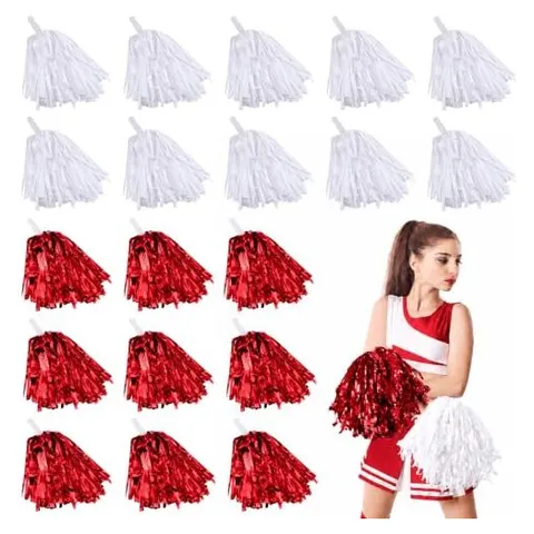 Yunsailing Cheerleading Pom Poms – Red, White