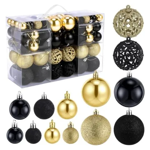 Yunsailing Shatterproof Christmas Ball Ornaments – Gold, Black